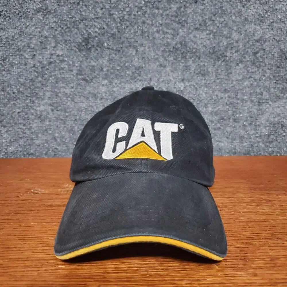 Caterpillar CAT Cap Hat Black Equipment Trucker Mens Workwear Mechanics VTG 90s